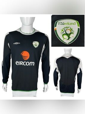 IRELAND UMBRO Mens Large Jersey Football Soccer L/S Shirt Original Blue White